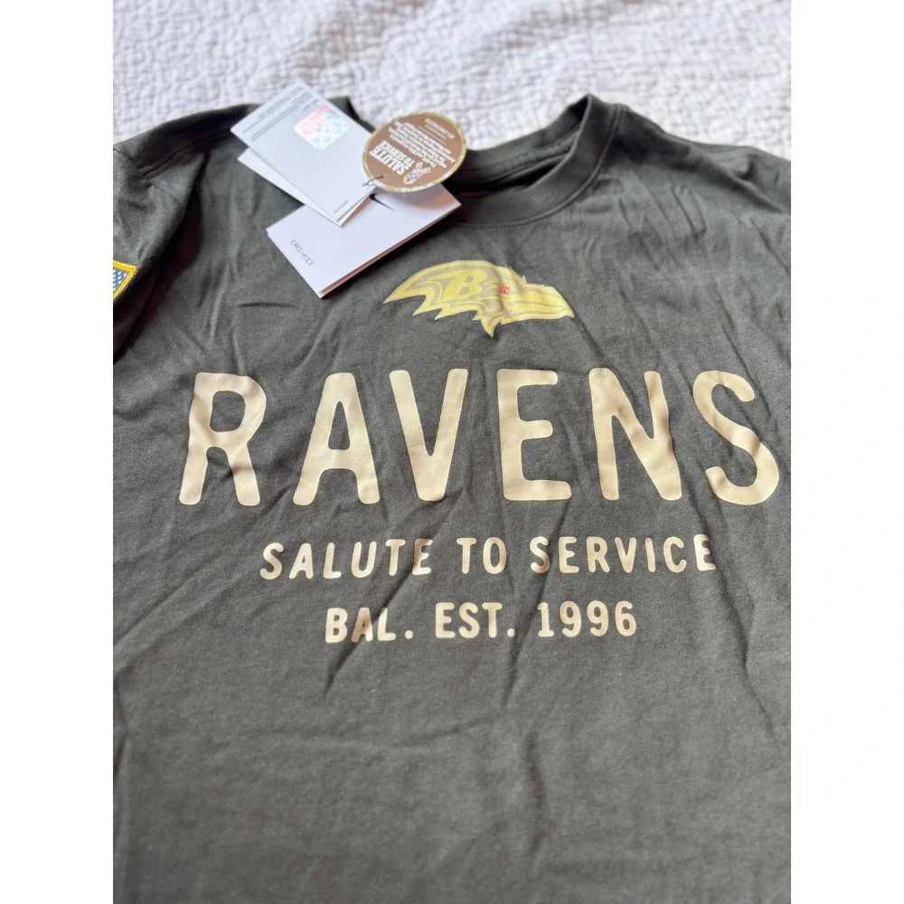 Nike Baltimore Ravens Salute to Service Dri-FIT Shirt Mens Medium Olive Green